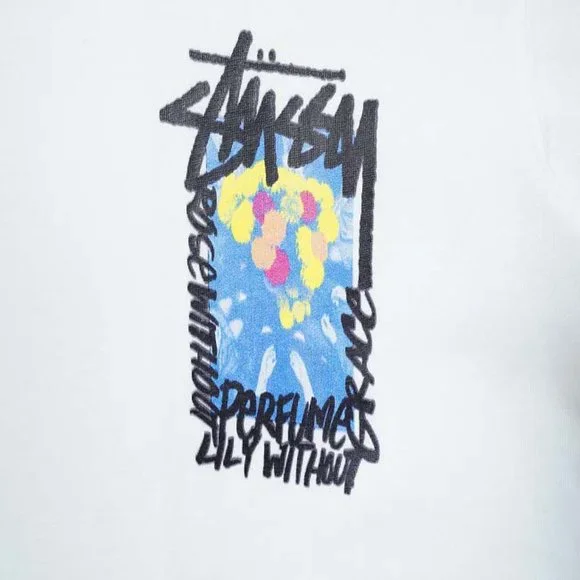 STUSSY Rear Logo Bouquet T-Shirt - White Short Sleeve - Picture 9 of 13